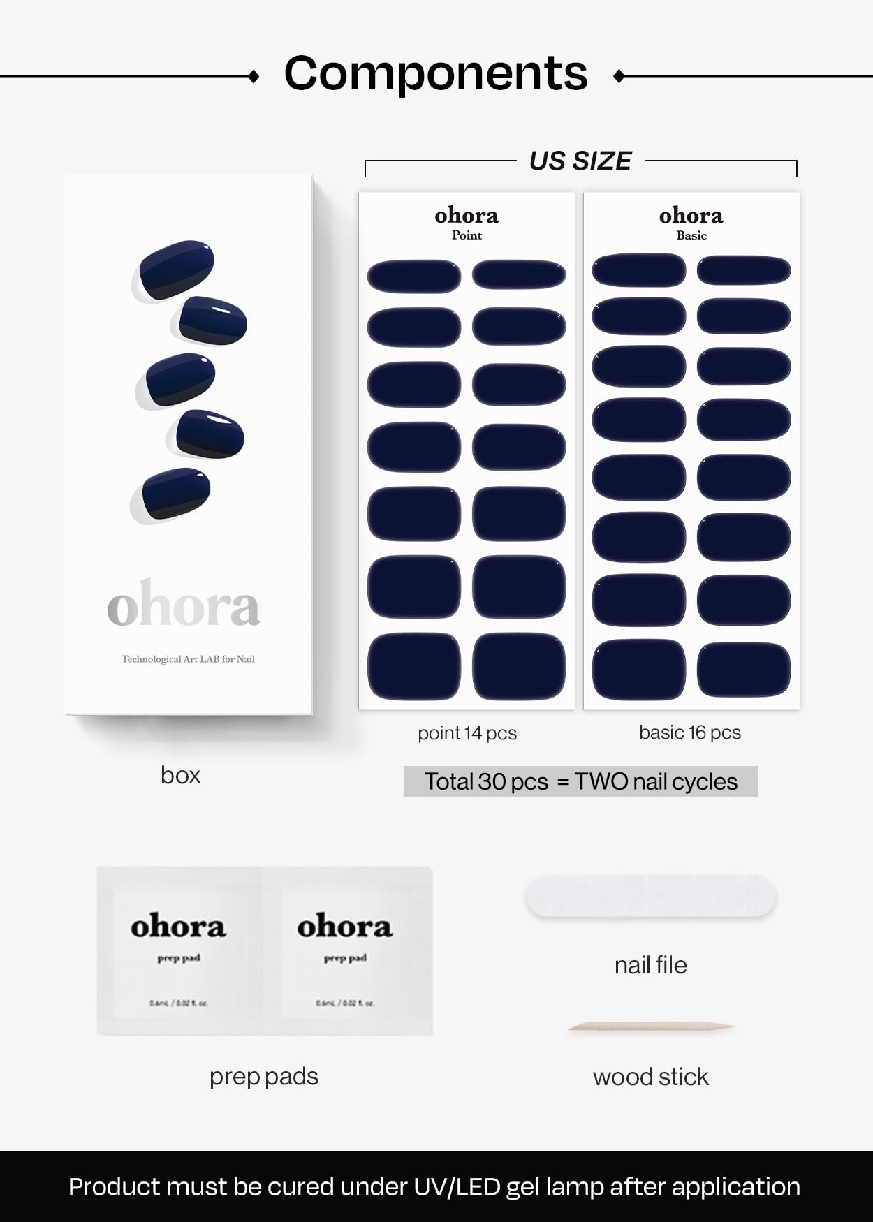 ohora included prep pads file and wooden stick in the kit