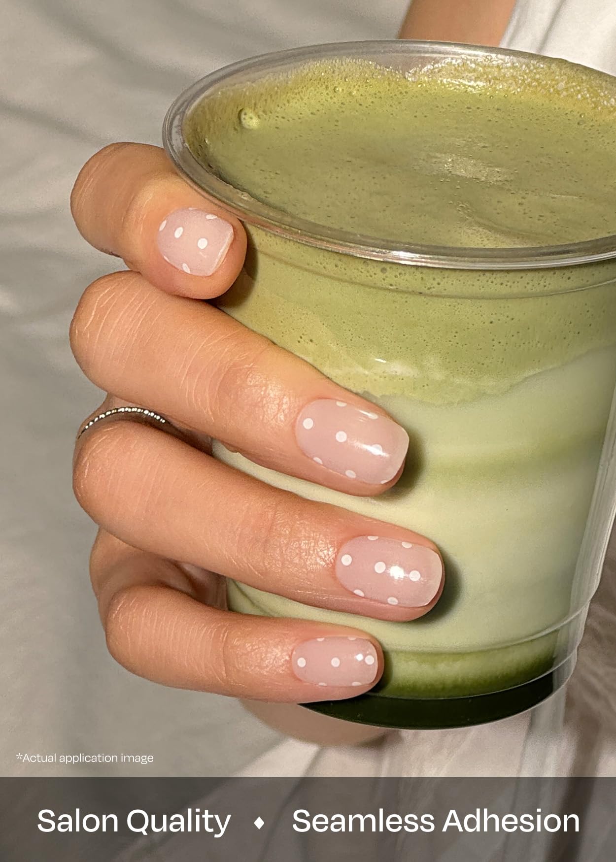 ohora N Polka Blanc gel strips under lamp during cure stage.