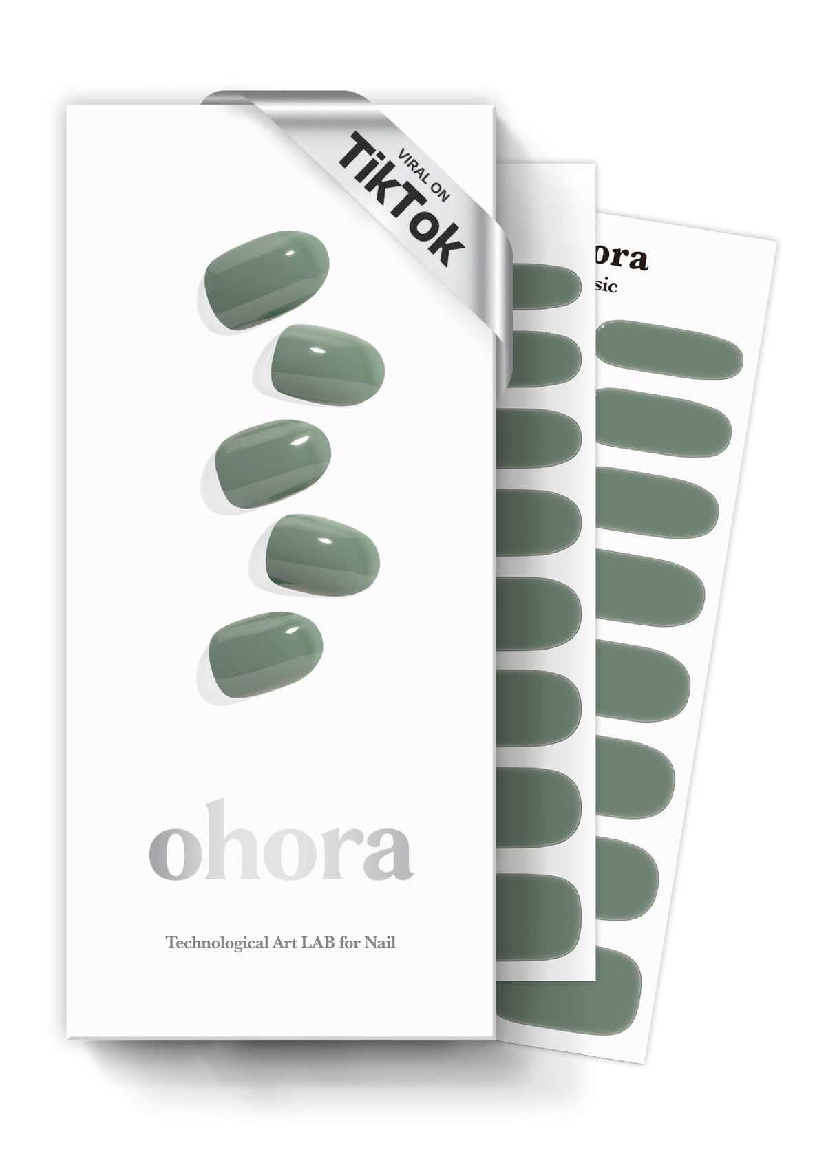Ohora N Cream Leaf semi-cured gel strips in parade-green for statement nails