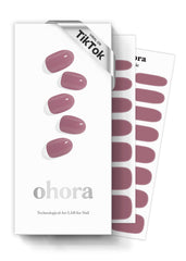 Ohora N Bare Plum pack closeup shows glossy gel strips for an easy at-home manicure.