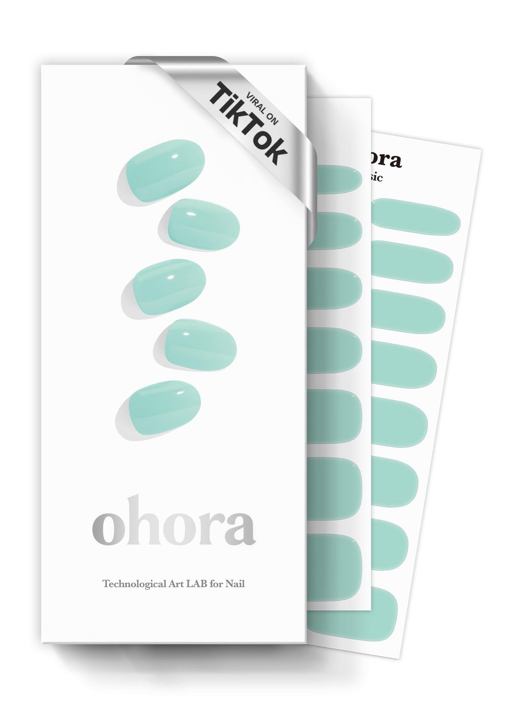 Ohora N Cream Window green packaging shows semi-cured gel nail strips for at-home manicure