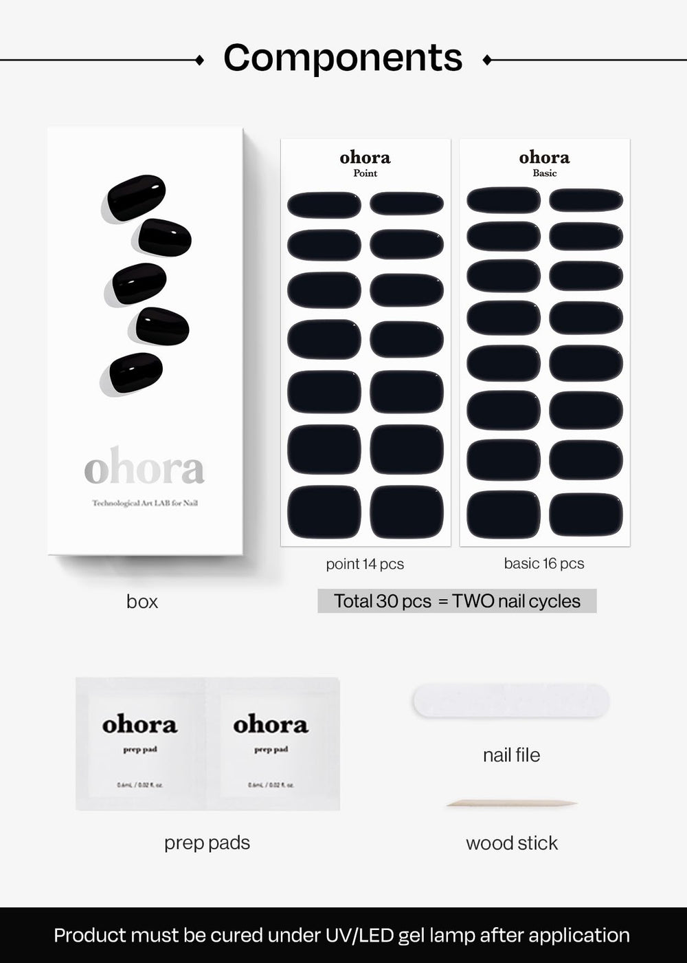 ohora semi cured gel nail strips onyx curing process under lamp for durable finish