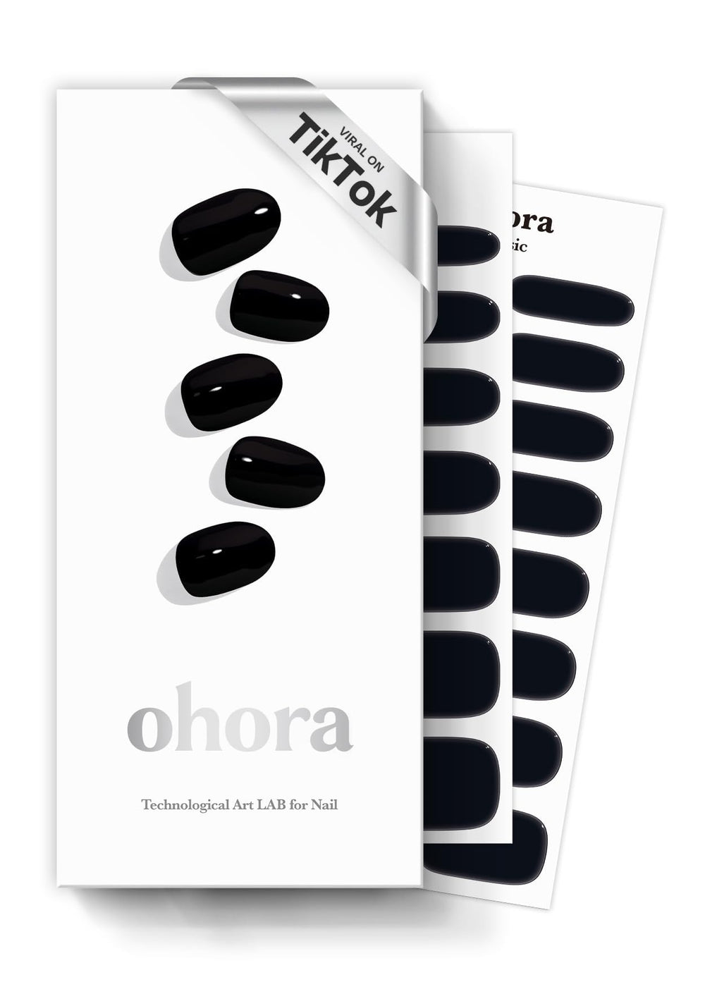 ohora semi cured gel nail strips onyx close-up showing rich dark shade and smooth finish