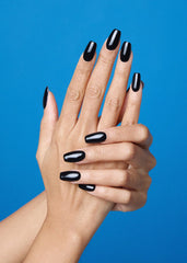ohora semi cured gel nail strips onyx set in hand demonstrates quick at-home salon-quality nails