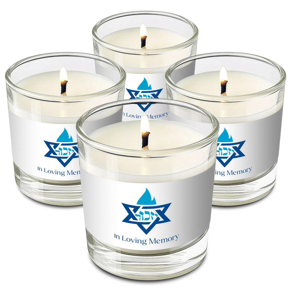 OHR CANDLES Yahrzeit candle in a glass tumbler for lasting memorial lighting