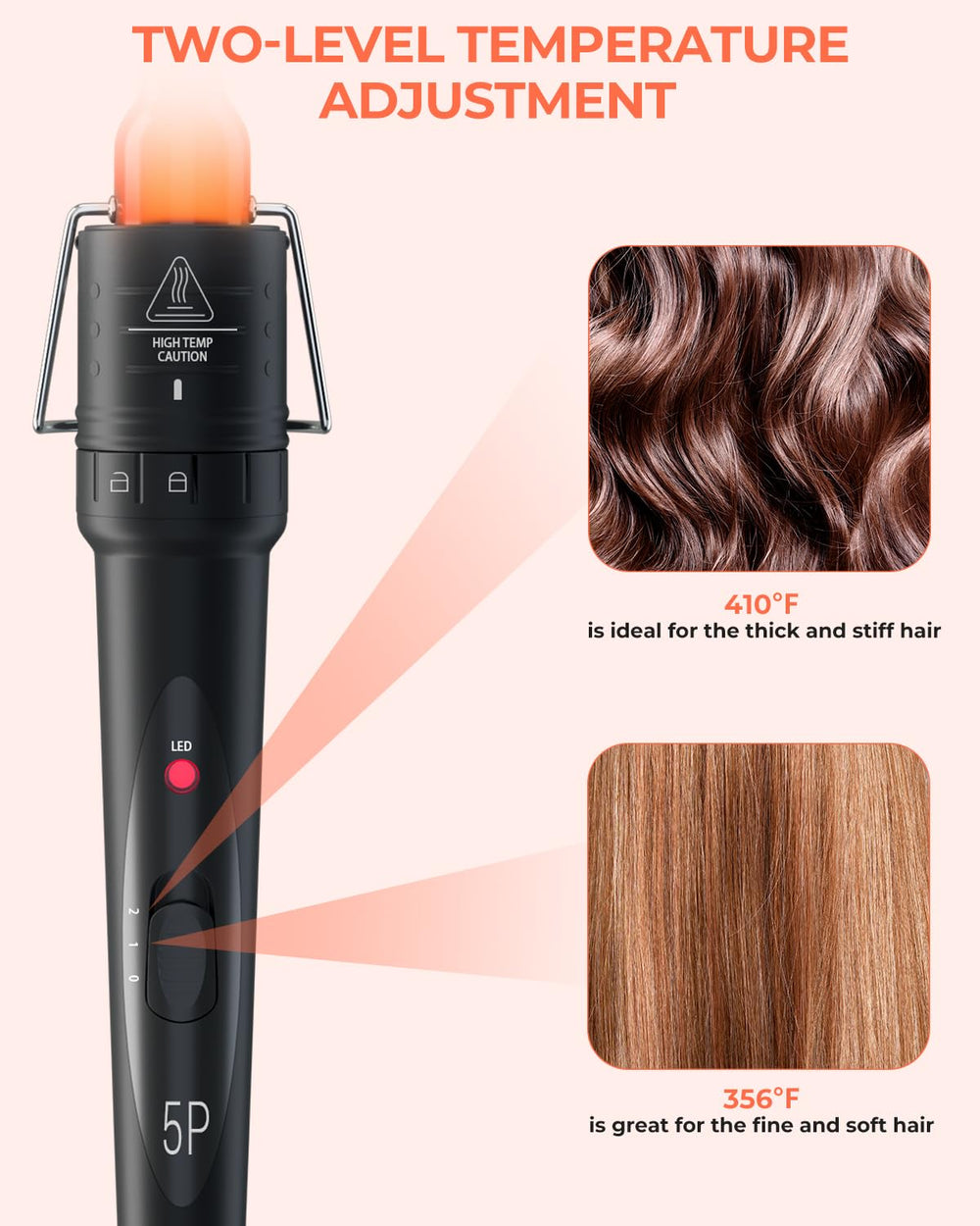 Ohuhu curling wand with 1.25-inch barrel for loose, beachy curls.