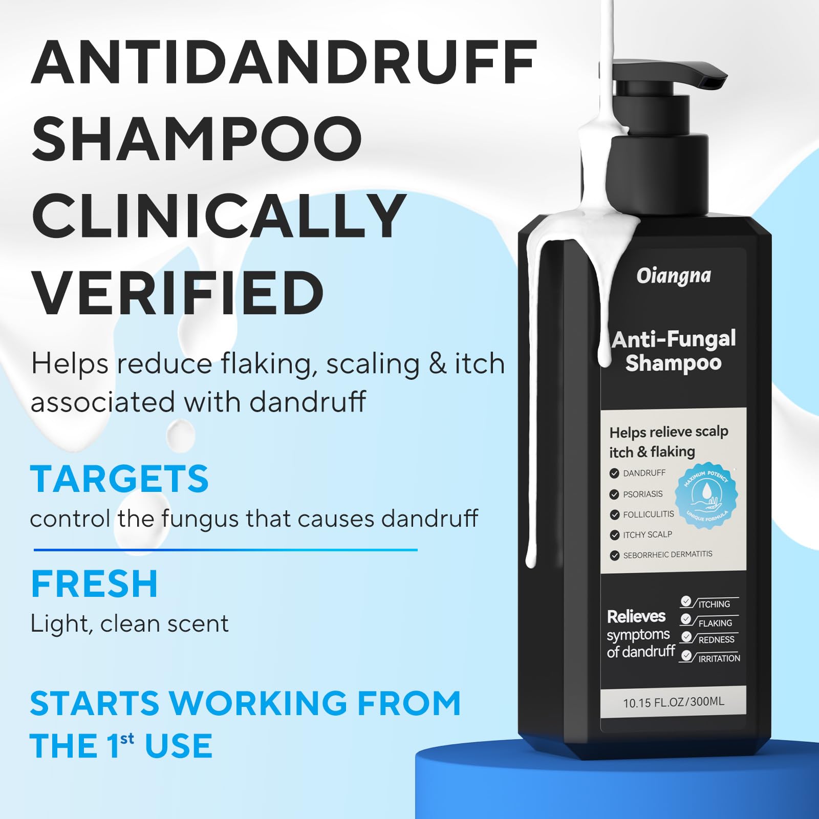 Oiangna psoriasis and dandruff relief with refreshing scent.