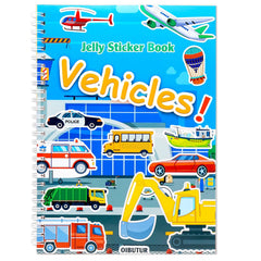 OIBUTUR jelly sticker book, vehicles scene 01, sticky silicone travel stickers for car trips