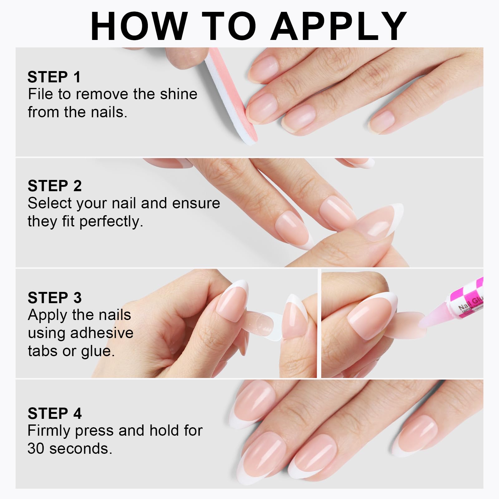 OIFEN side view of almond shaped press-on nails
