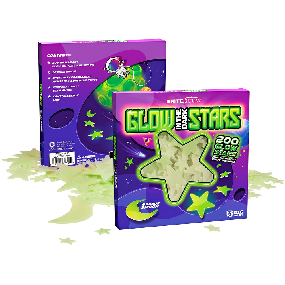 OIG Brands glow stars and moon set brightens kids' ceiling for bedtime magic.