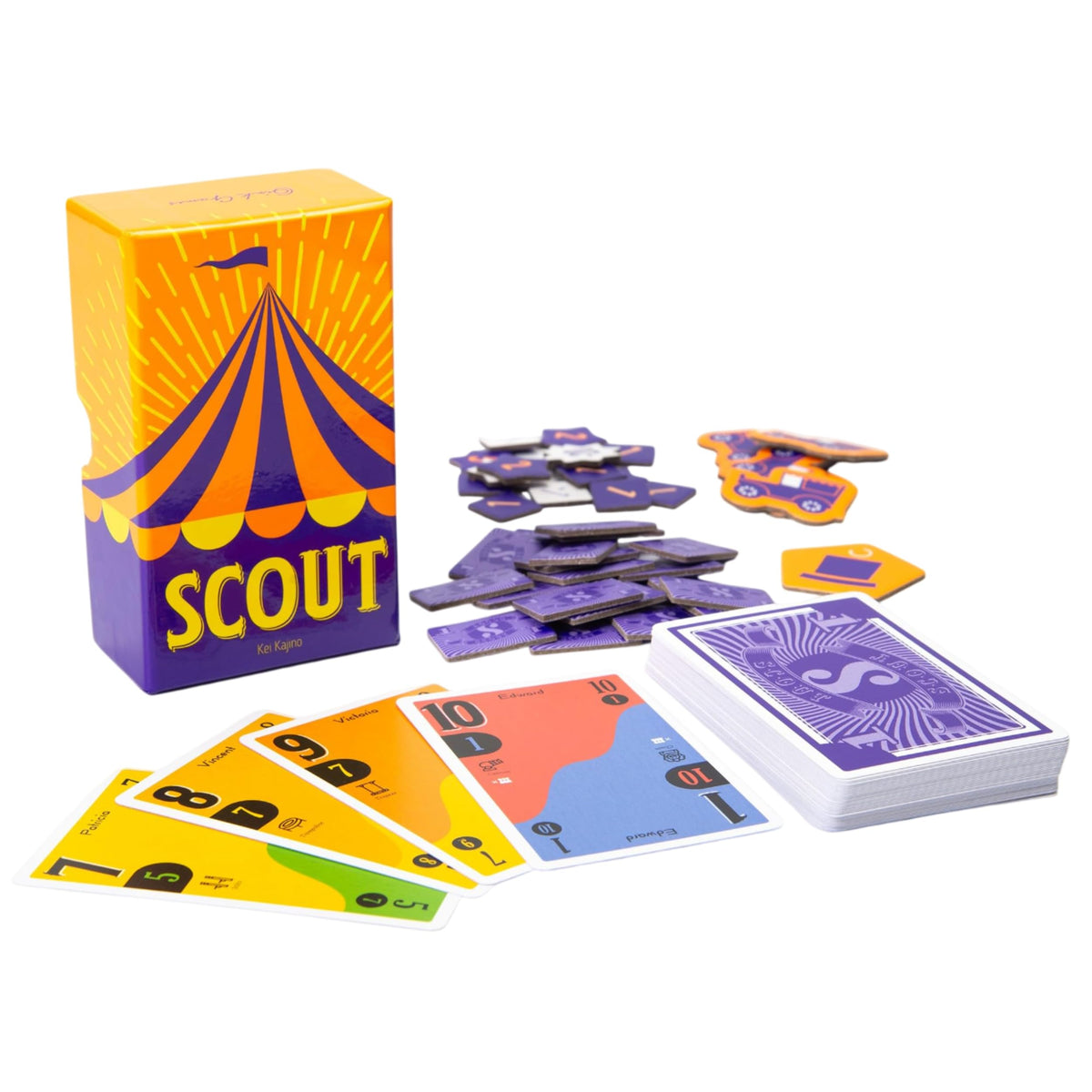 Oink Games Scout front box shows compact, travel-ready packaging.