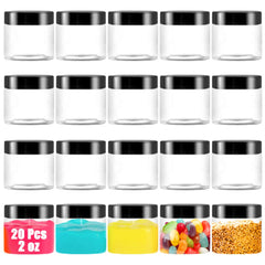 OJYUDD 20-pack clear slime containers for organized storage and quick content visibility.