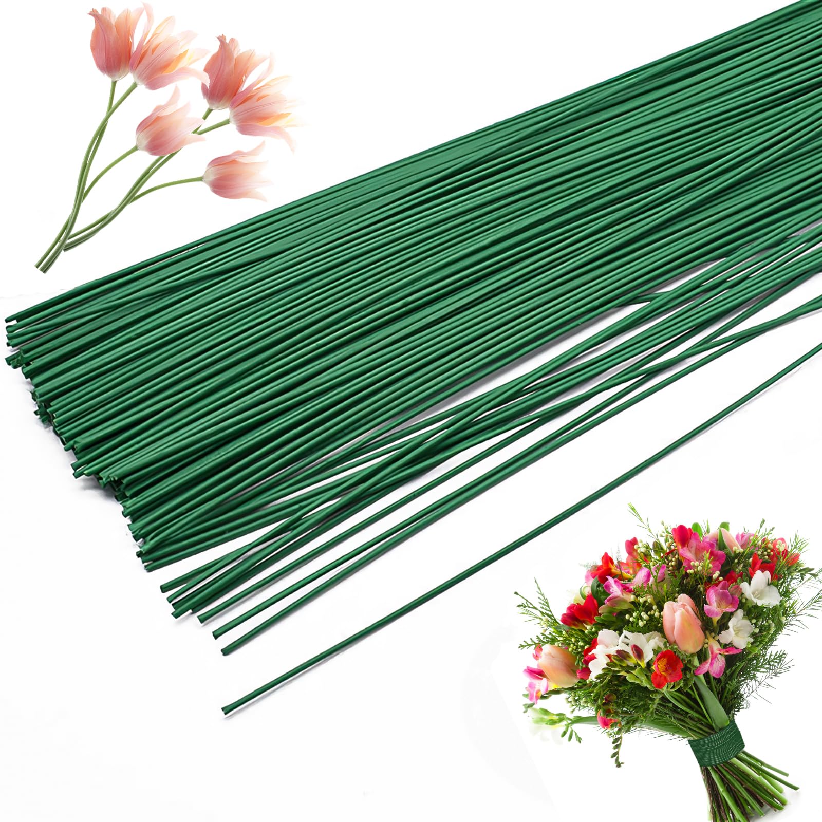 OJYUDD floral wire 22ga green 16in ideal for secure bouquet shaping.