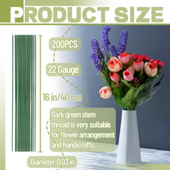 OJYUDD green floral stem wire pre-cut 200pcs for faster setups.