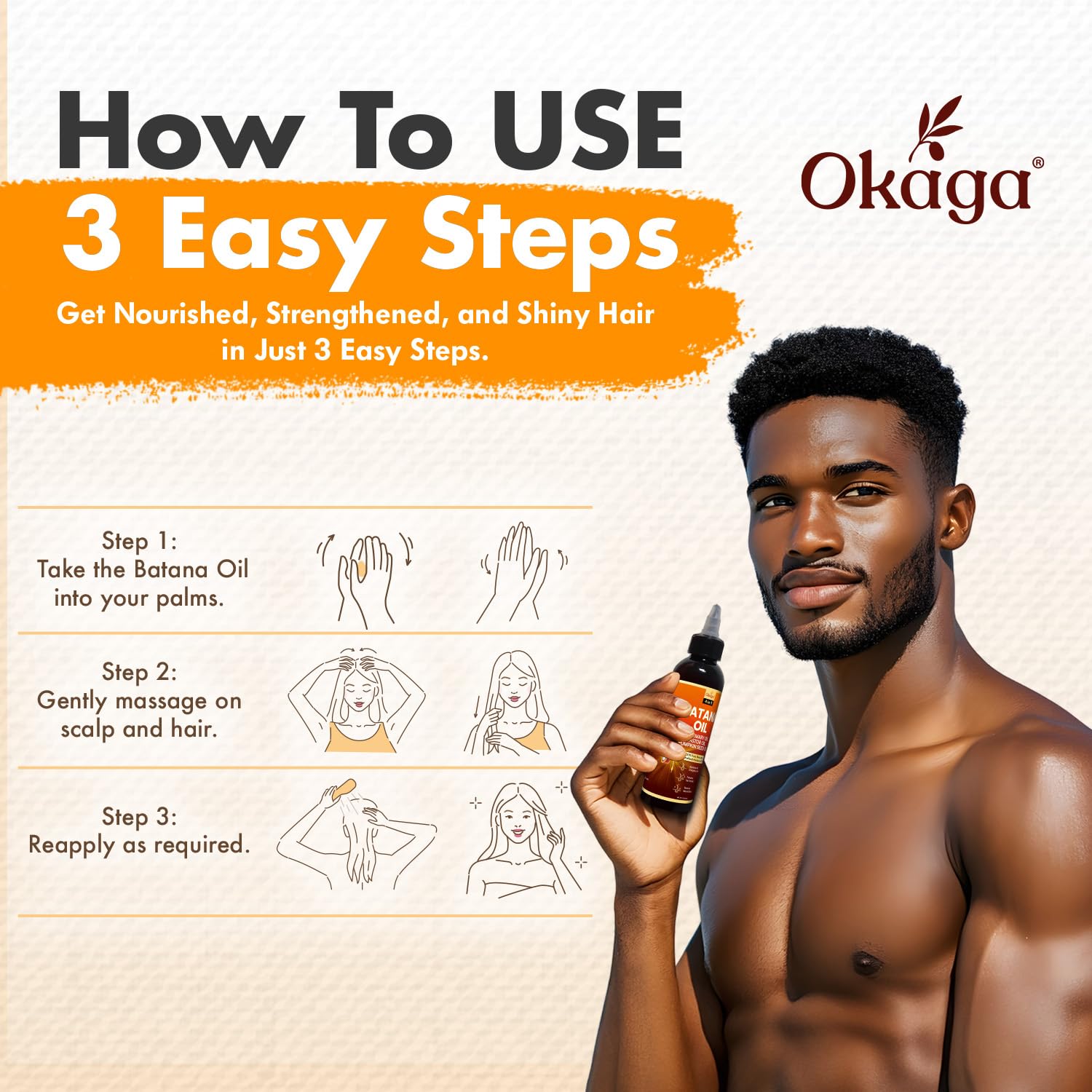 Okaga Batana Oil scalp nourishment close-up suggests revitalized roots.