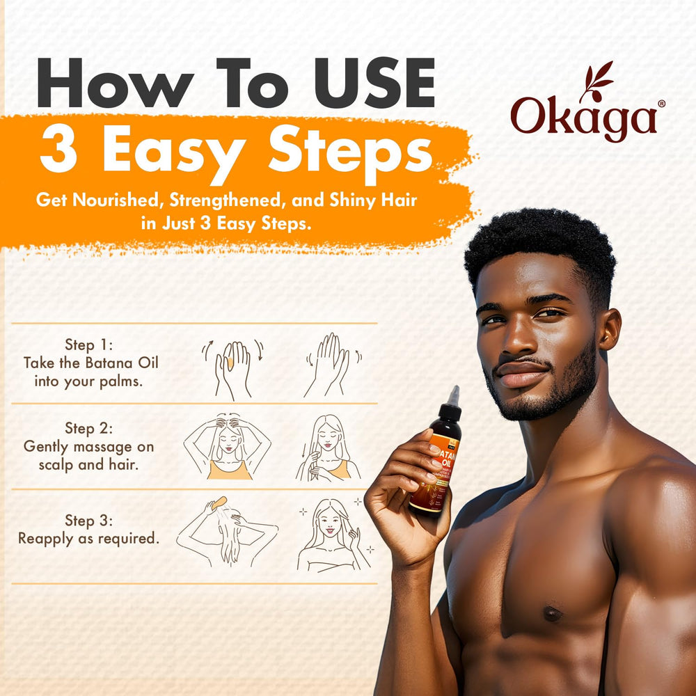 Okaga Batana Oil scalp nourishment close-up suggests revitalized roots.