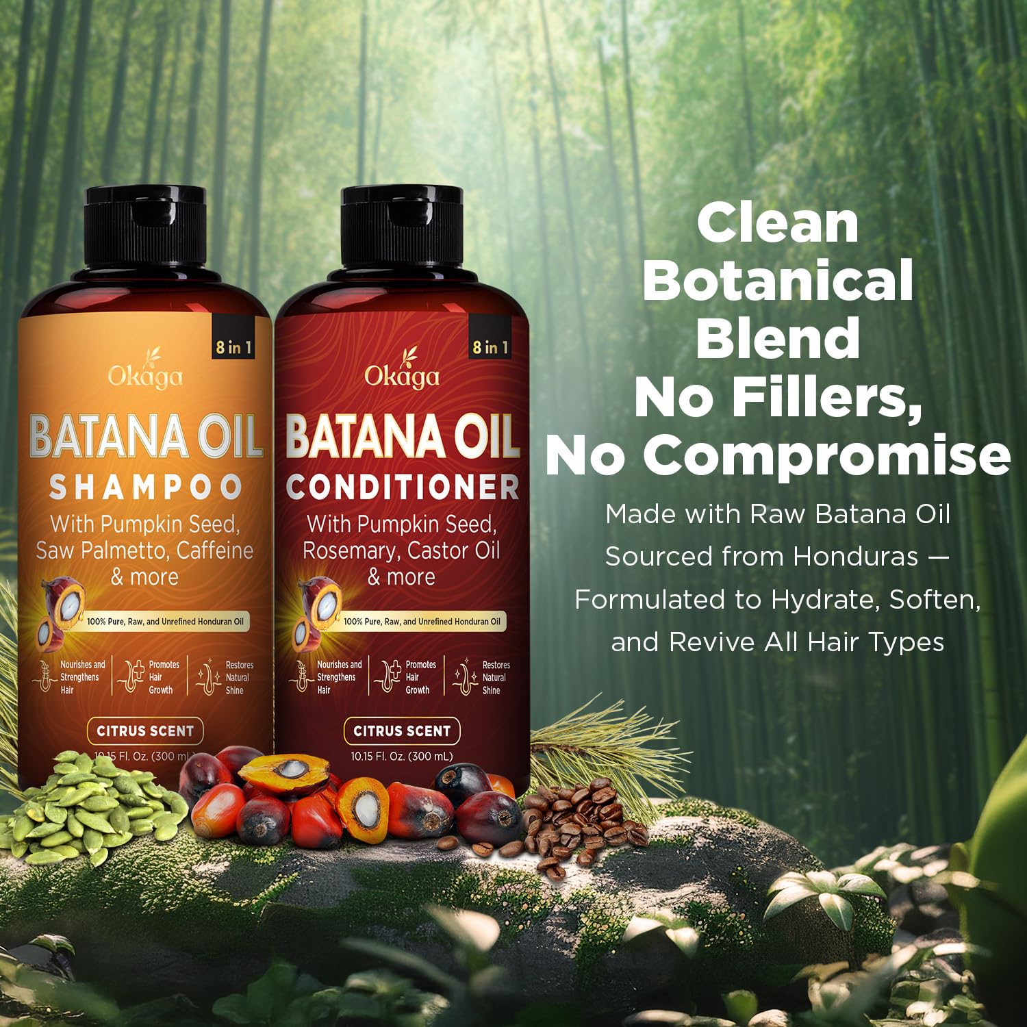 Okaga Batana Oil Shampoo pour captures light lather for balanced cleansing
