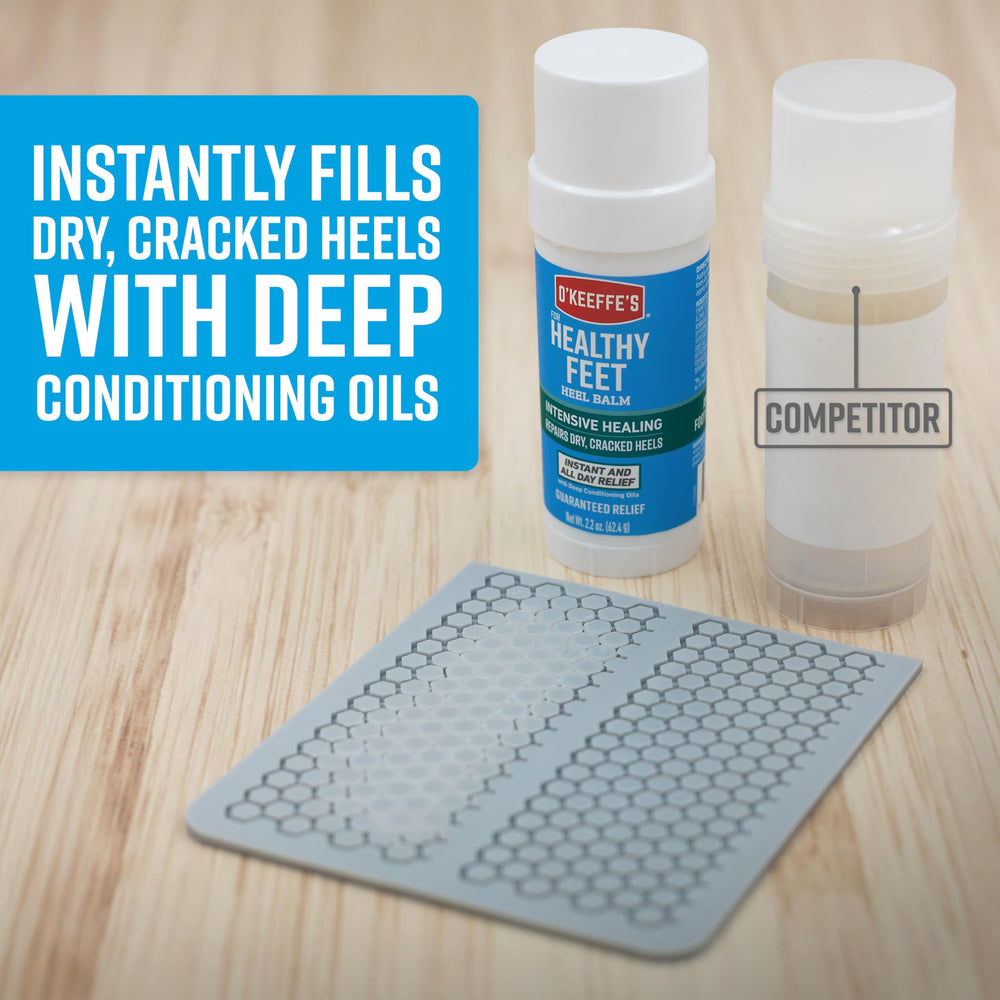 O'Keeffe's Healthy Feet packaging box highlighting 2.2oz size