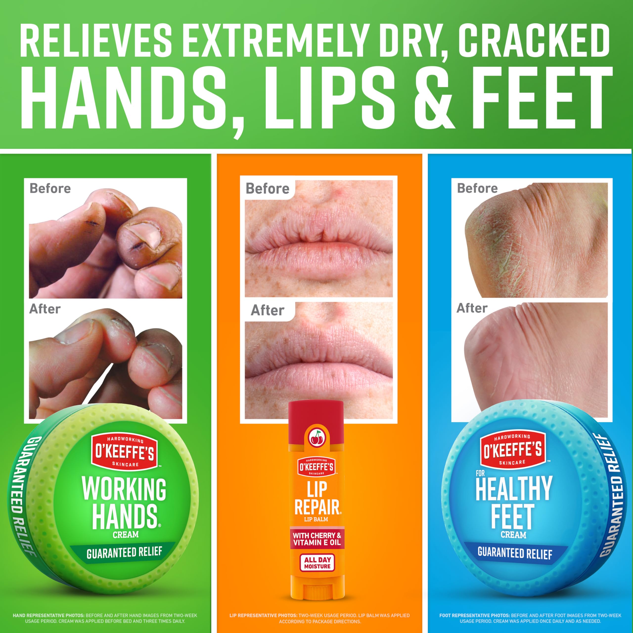 O'Keeffe's Healthy Feet Foot Cream jar highlighted for instant moisture boost.