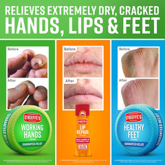 O'Keeffe's Healthy Feet Foot Cream jar highlighted for instant moisture boost.