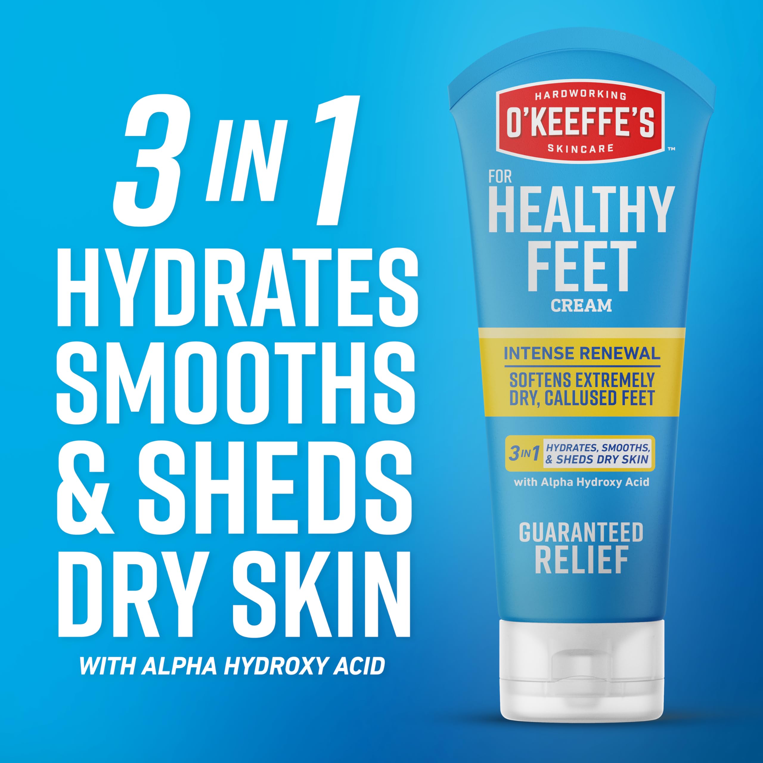O'Keeffe's Healthy Feet barrier-forming layer on skin promoting ongoing hydration.
