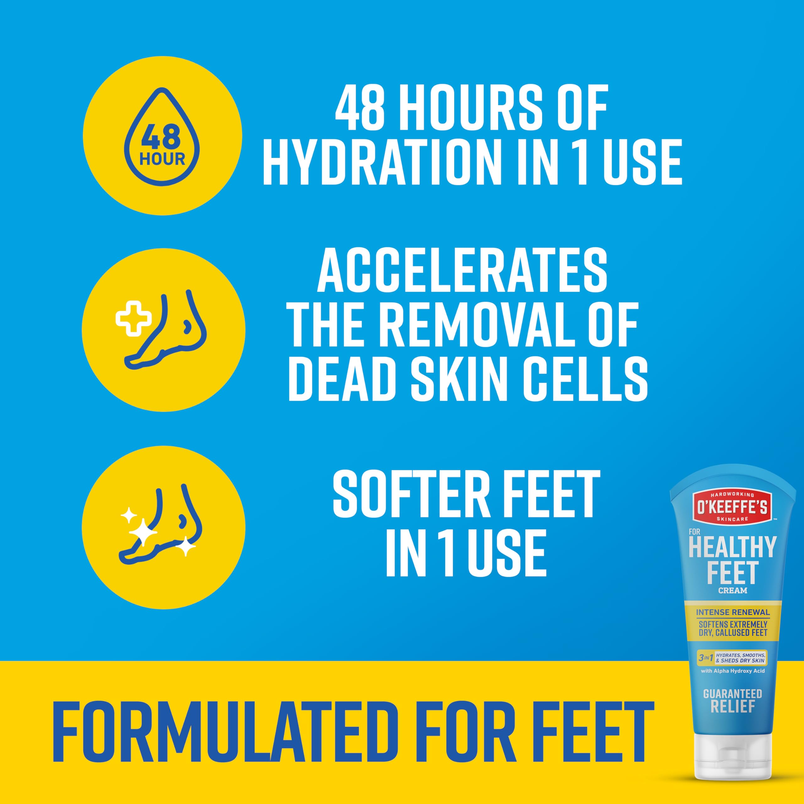 O'Keeffe's Healthy Feet Shea butter-rich cream applied for smoothing effect.