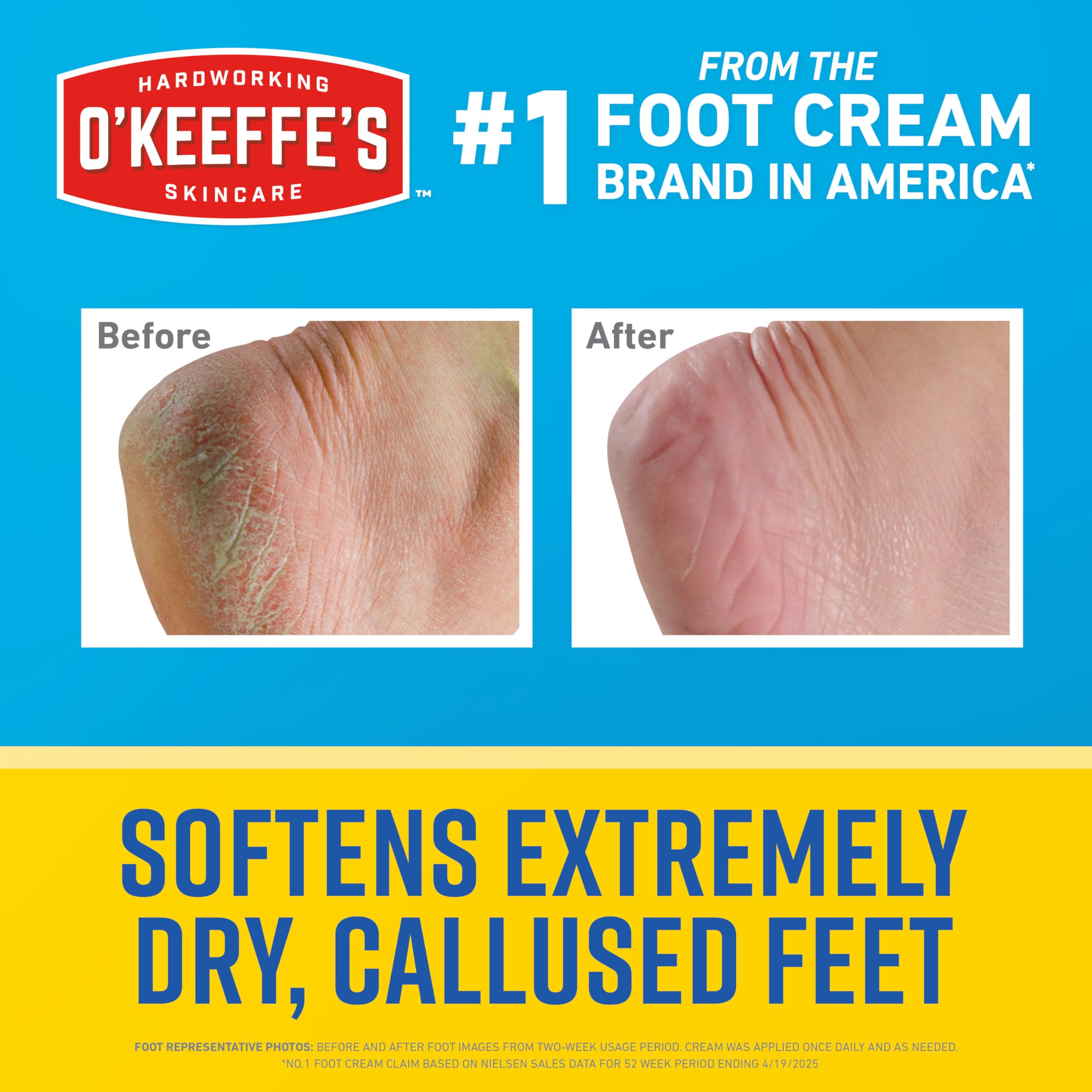 O'Keeffe's Healthy Feet Urea hydration close-up showing creamy texture and moisture lock.