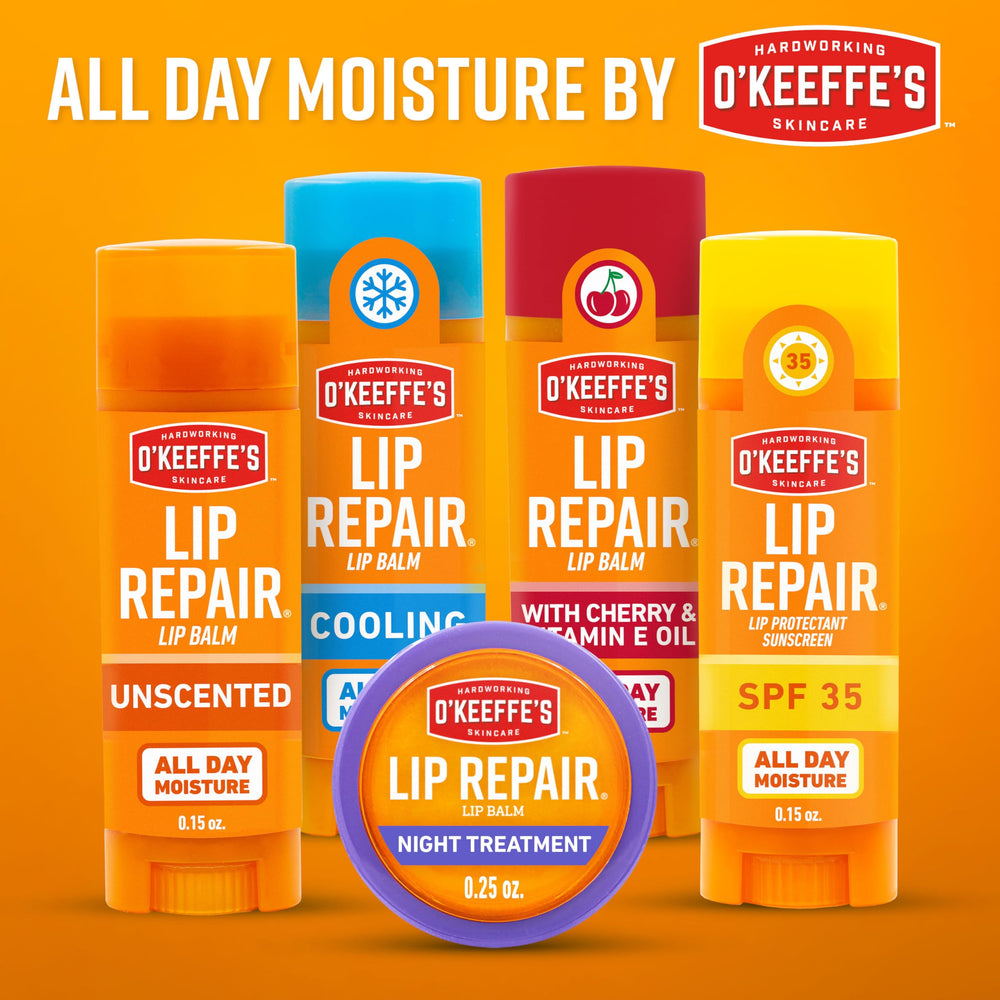 Applying O'Keeffe's Lip Repair night treatment to lips for quick soothing