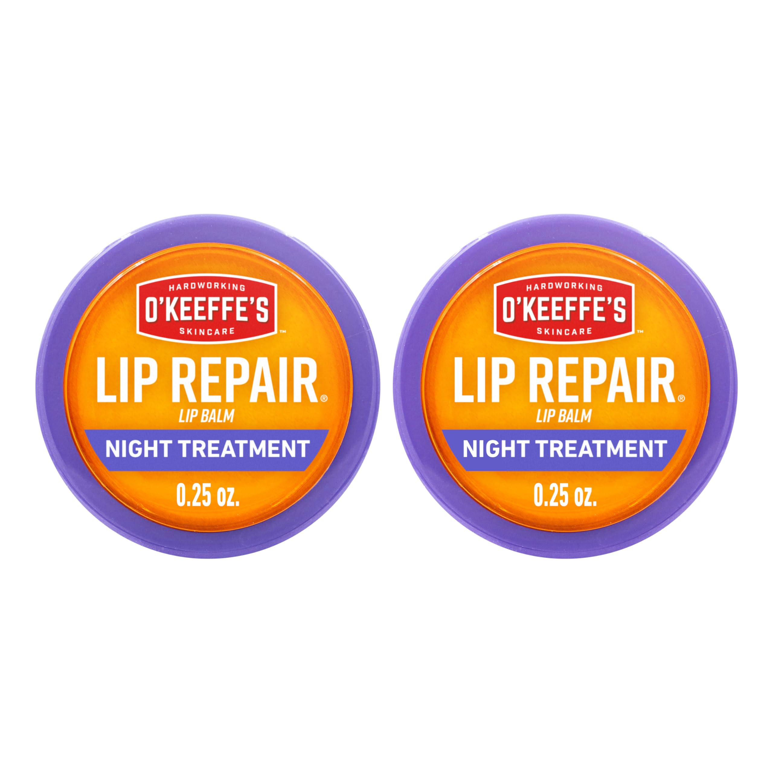 O'Keeffe's Lip Repair night treatment jar 0.25oz two-pack shown front view for overnight lip relief