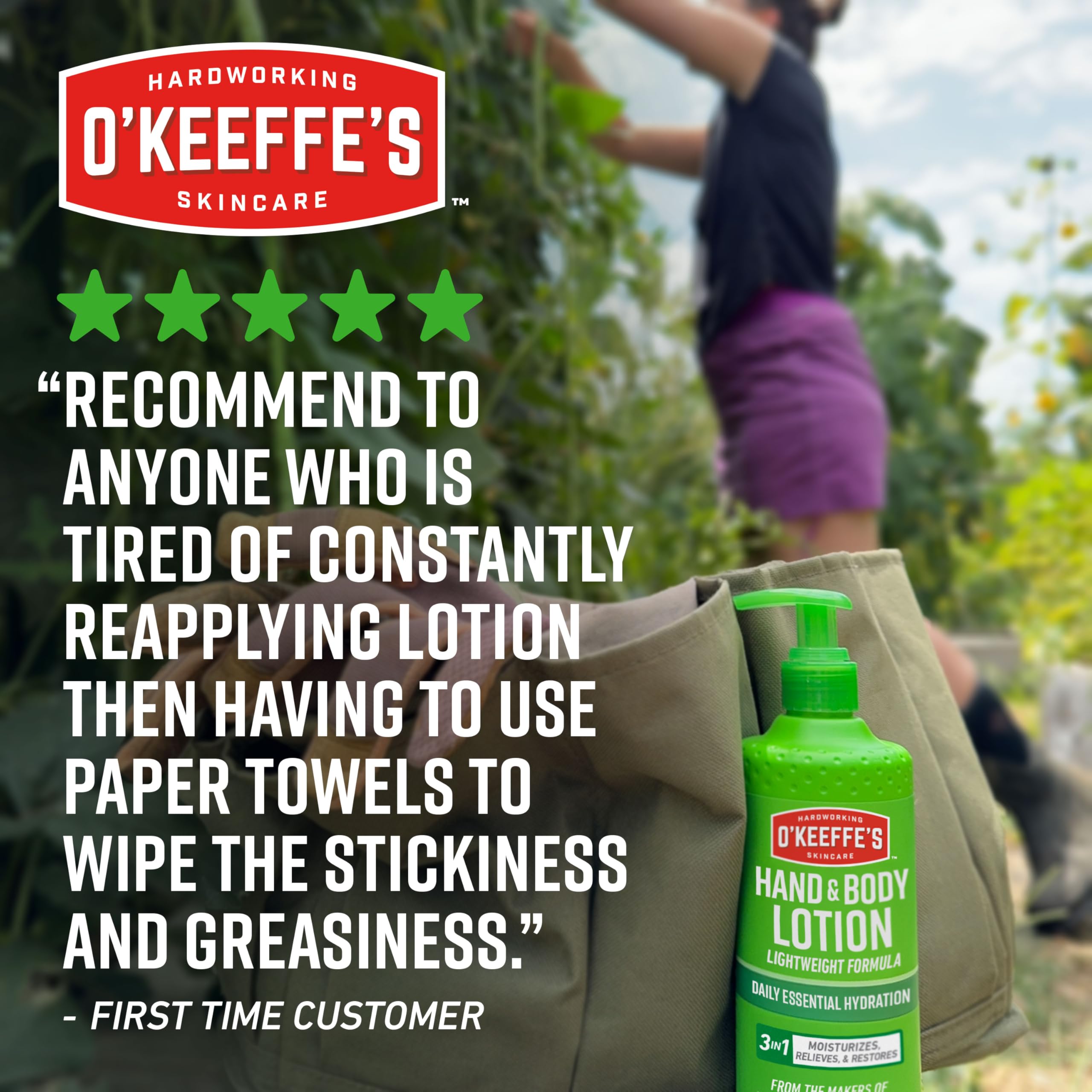 Close-up of skin barrier after applying O'Keeffe's lotion.
