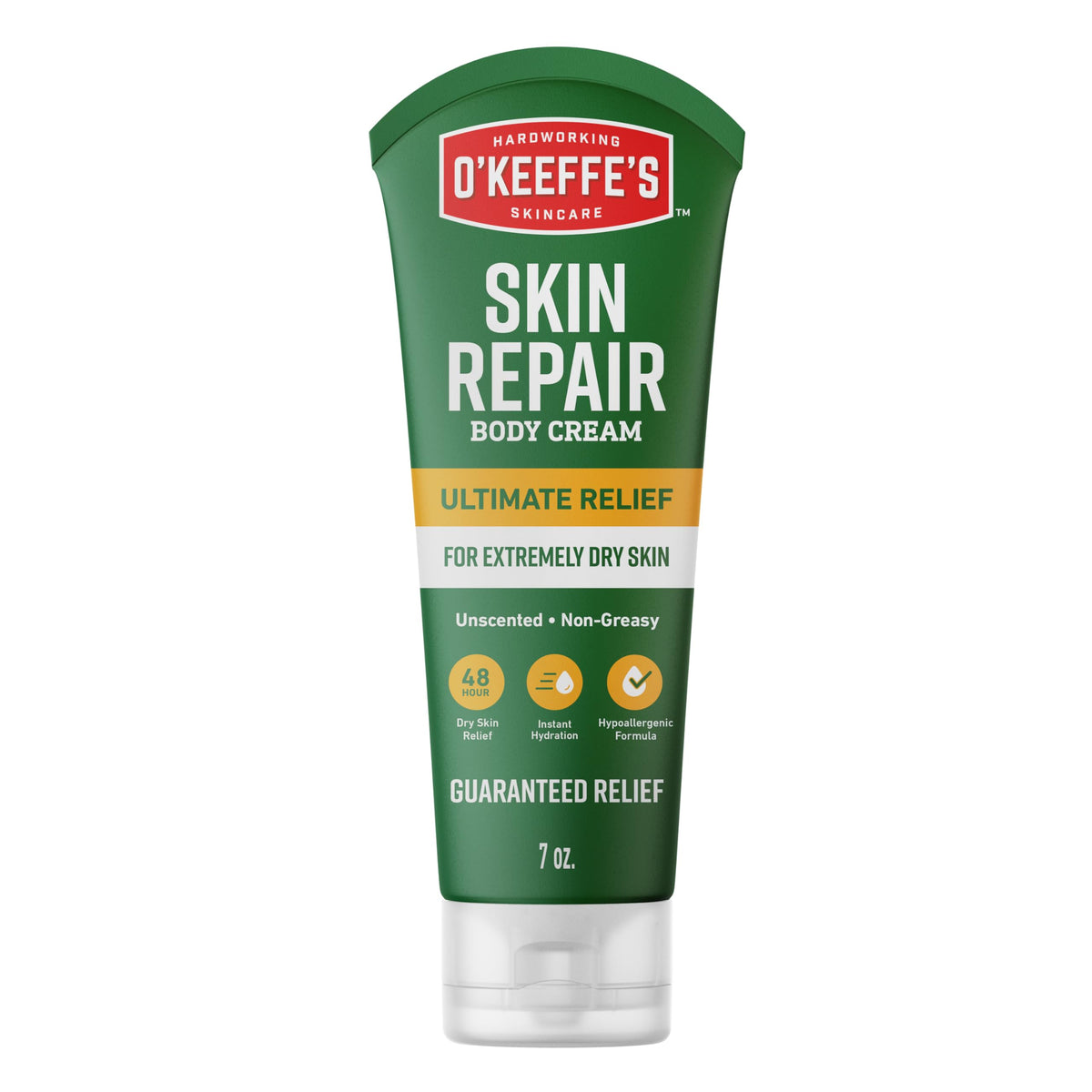 O'Keeffe's Skin Repair Ultimate Relief Body Cream tube for severe dry skin.