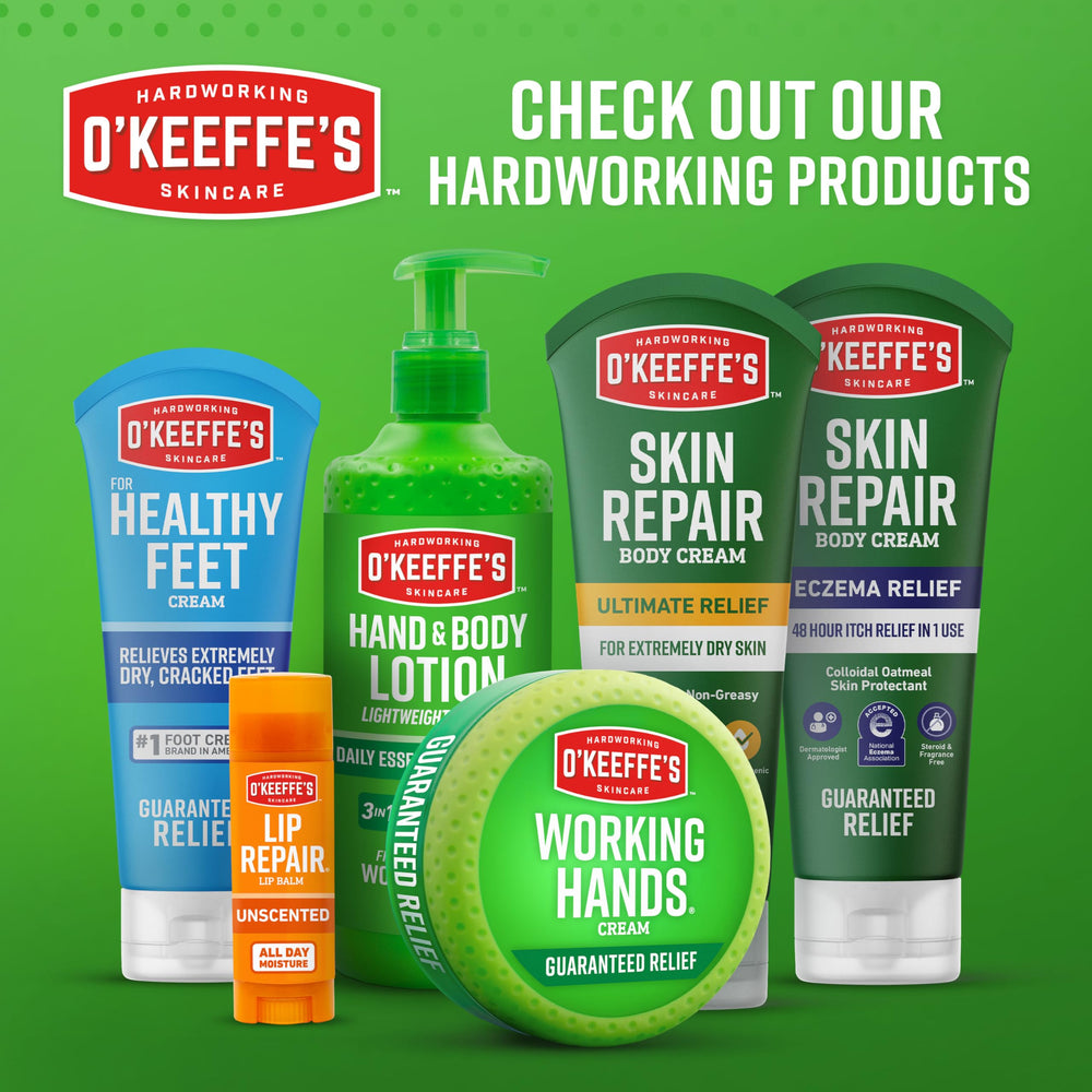 O'Keeffe's stays effective through handwashing and showers.