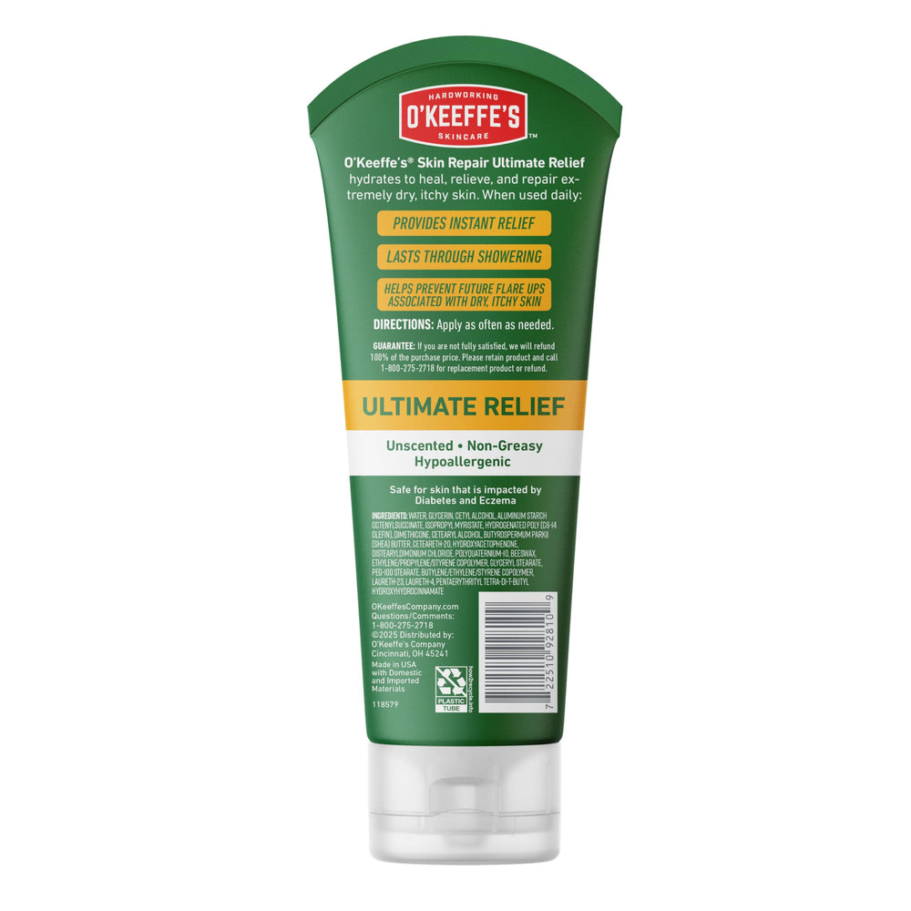 O'Keeffe's Skin Repair packaging shown in the product image.