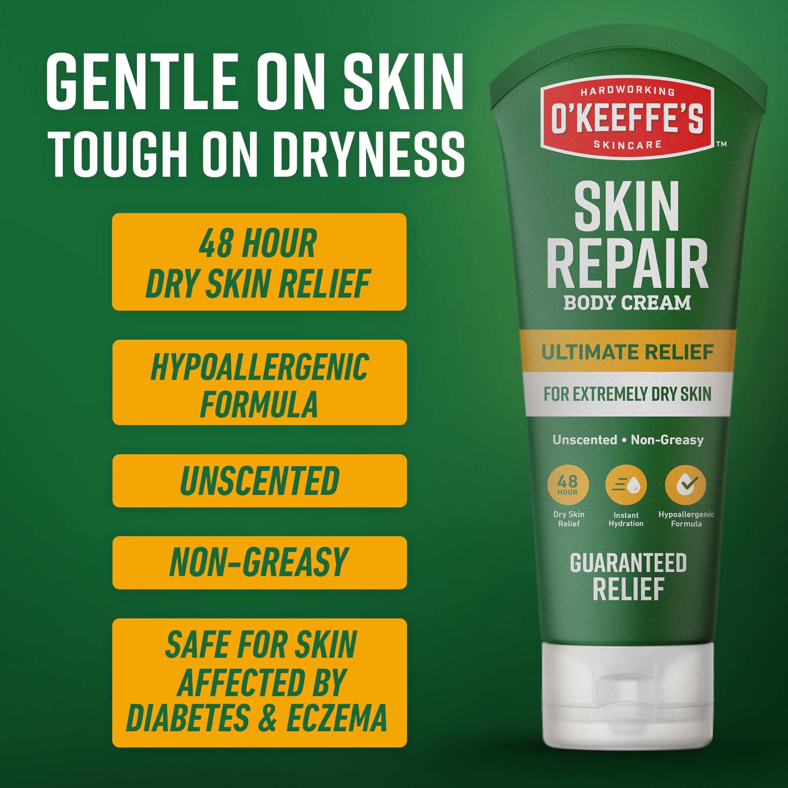O'Keeffe's unscented formula is gentle for sensitive skin.