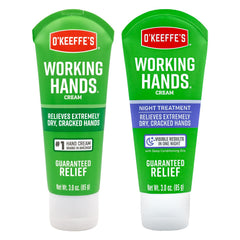 O'Keeffe's Working Hands cream tube being held for application, quick moisturization shown