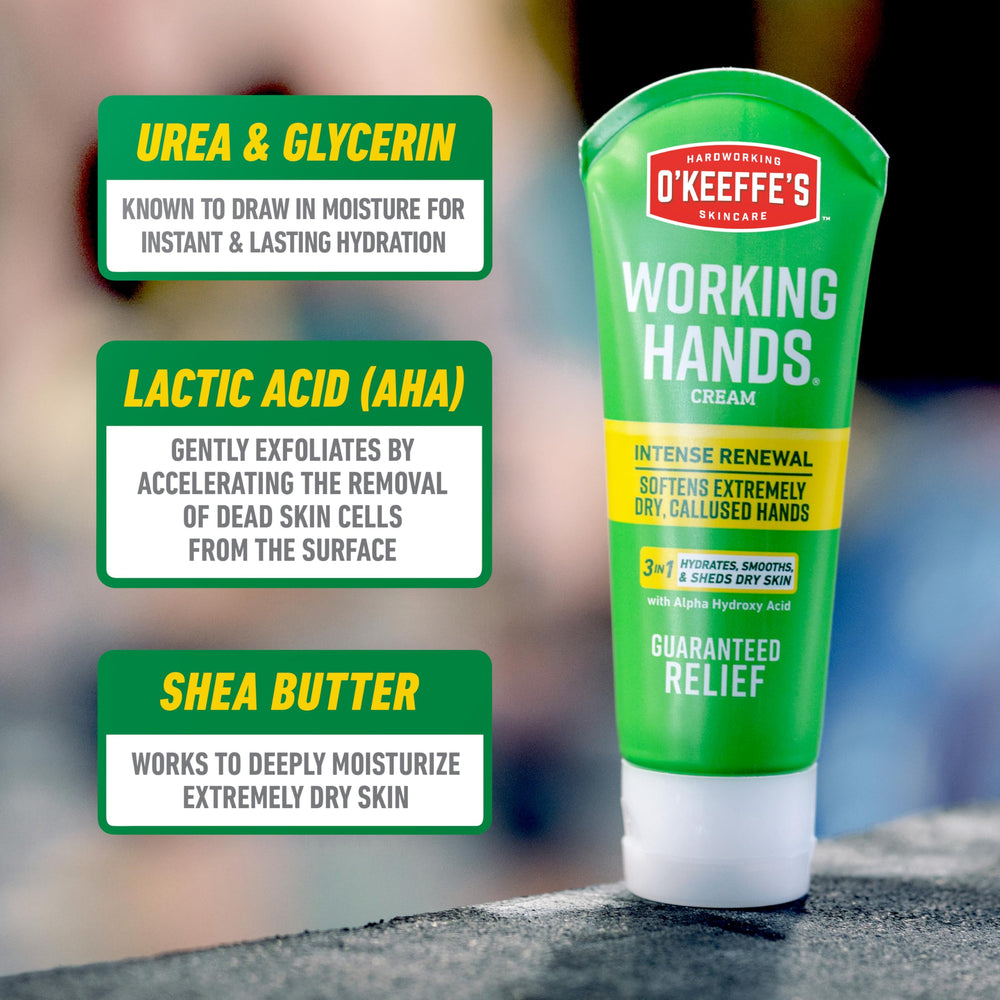 O'Keeffe's Working Hands packaging on display.