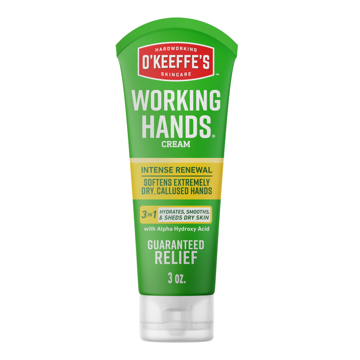 O'Keeffe's Working Hands tube moisturizes dry hands.