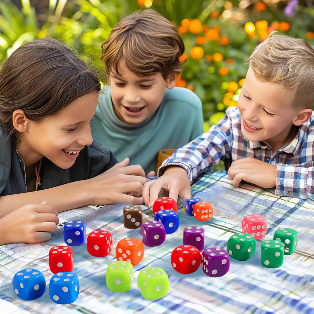 Okehlotos multicolor dice bulk pack ideal for classroom and events.