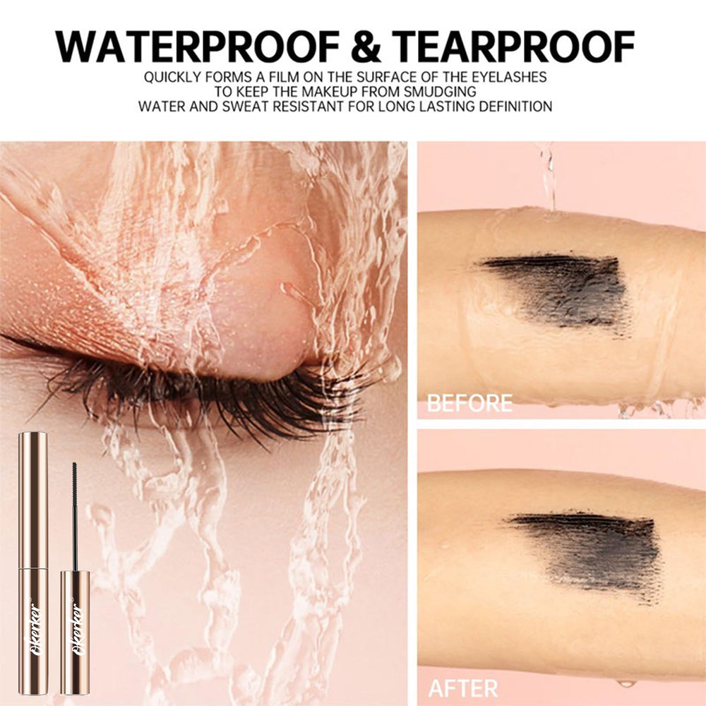 Okerker all-day smudge-proof finish keeps lashes defined.