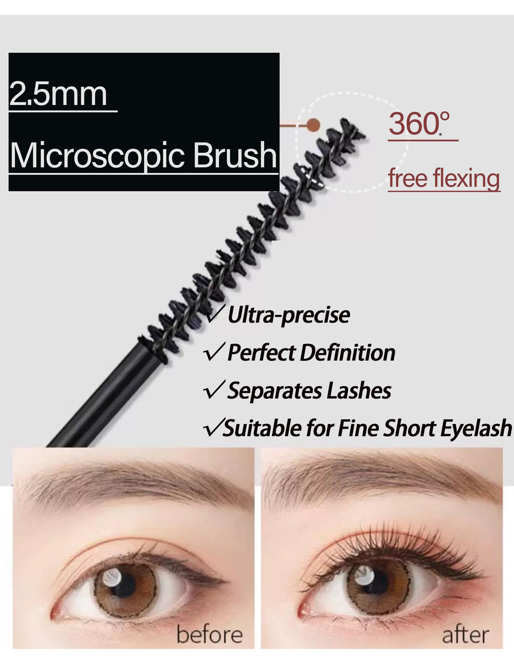 Okerker mascara for short, fine lashes adds visible length and lift.