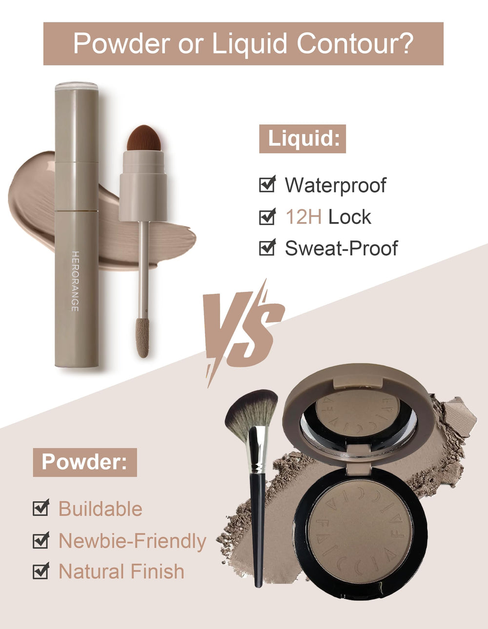 Okerker multi-use palette works for eyes, brows, hairline, and more.