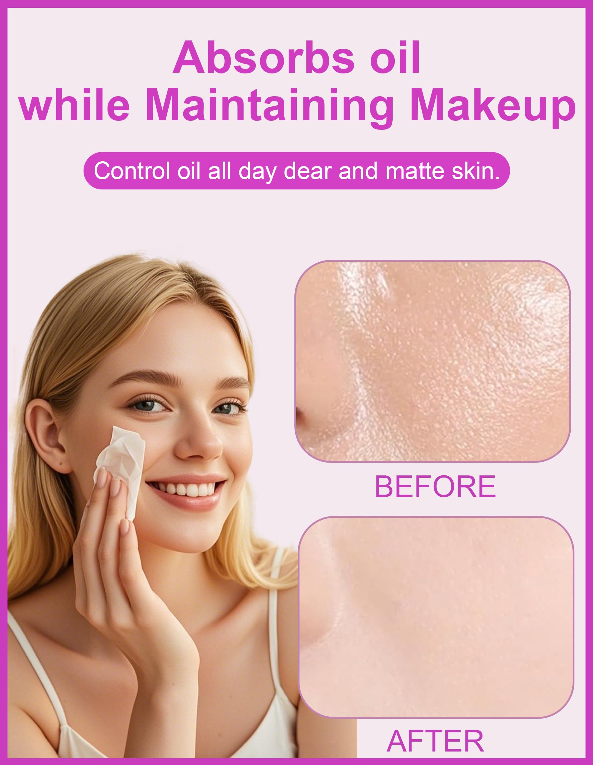 Okerker oil blotting paper with mirror and puff for precise touch-ups.