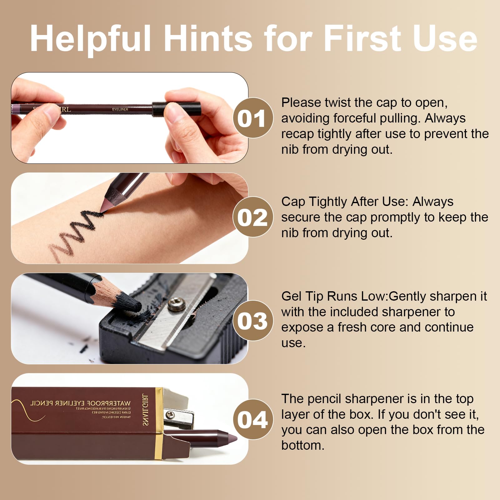 Okerker Plum Gel Eyeliner Pencil supports fast daily routine