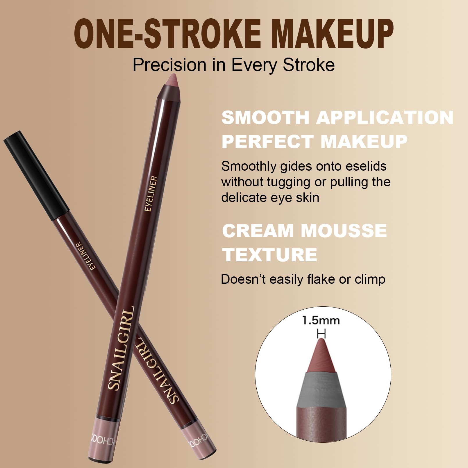 Okerker Plum Gel Eyeliner Pencil packaging featuring built-in sharpener