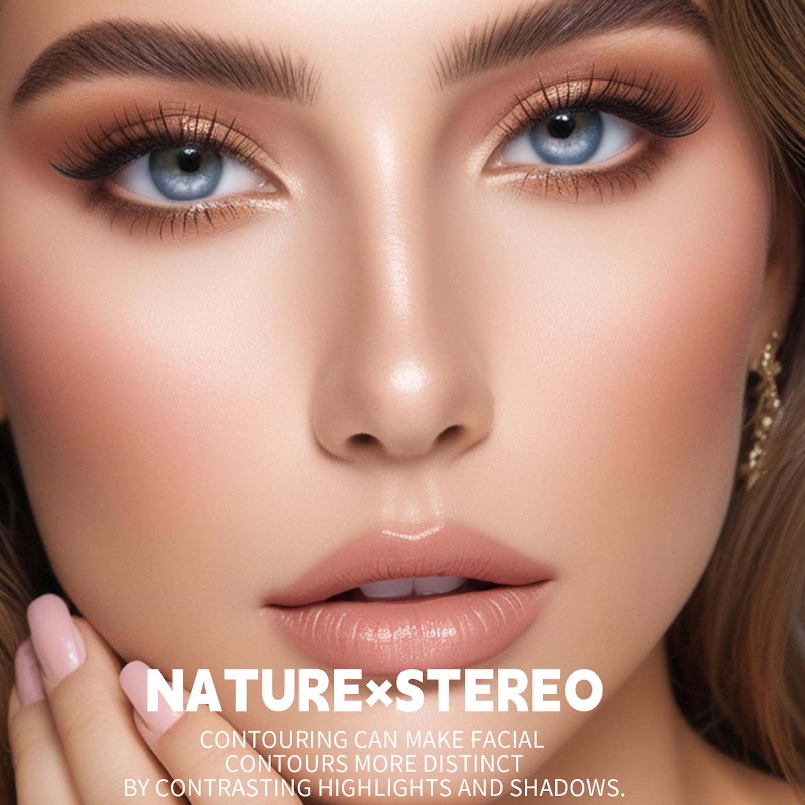 Okerker taupe-grey contour powder creates natural shadows on cool complexions.