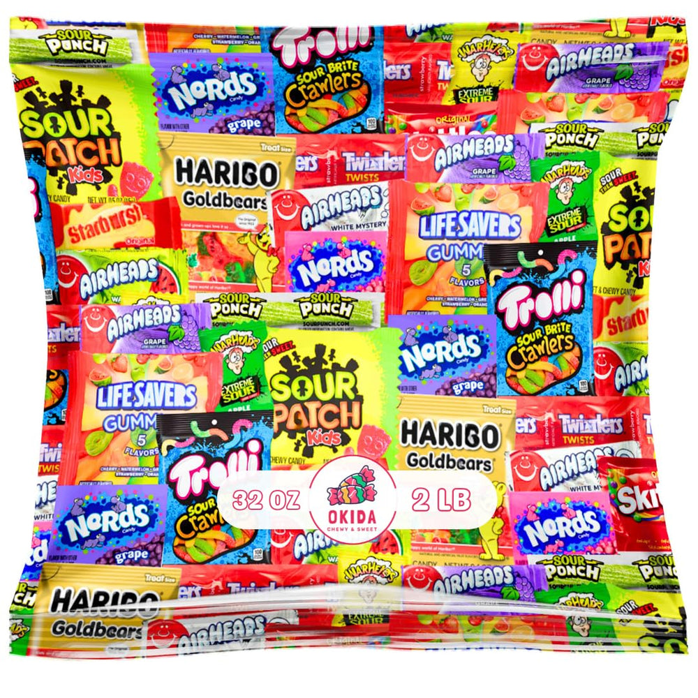 Okida Assorted Candy Variety Pack offers fruity flavors for party favors.