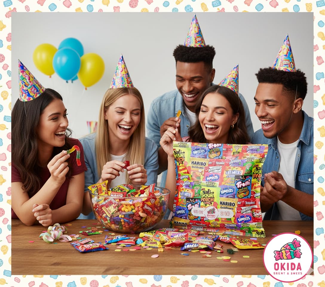 Okida Party Favors Colorful Candies brighten any festive buffet.