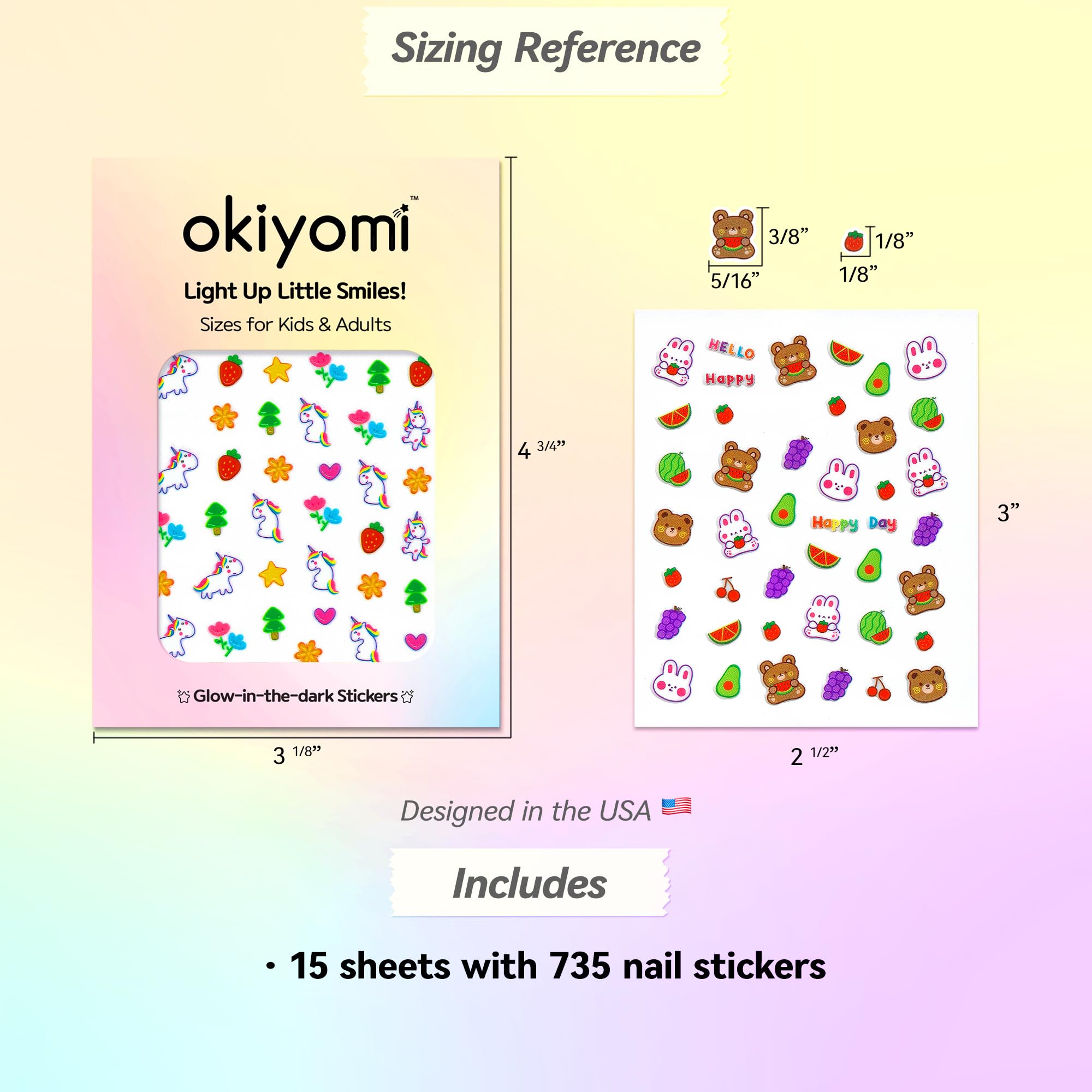 Okiyomi unicorn nail stickers—magical designs with safe removal.