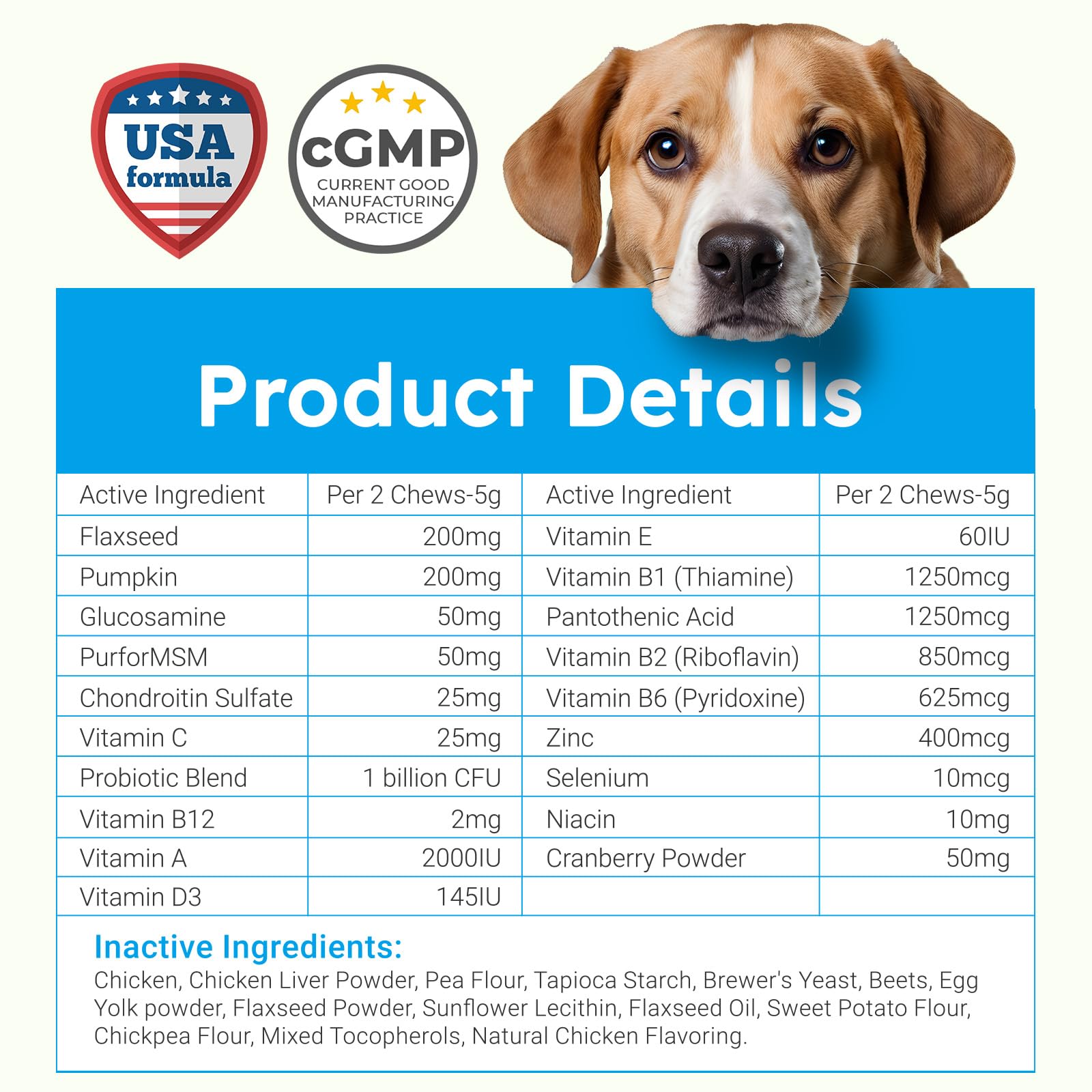 OKKÖBI dog vitamins chicken-flavor chews appeal to dogs during supplementation.
