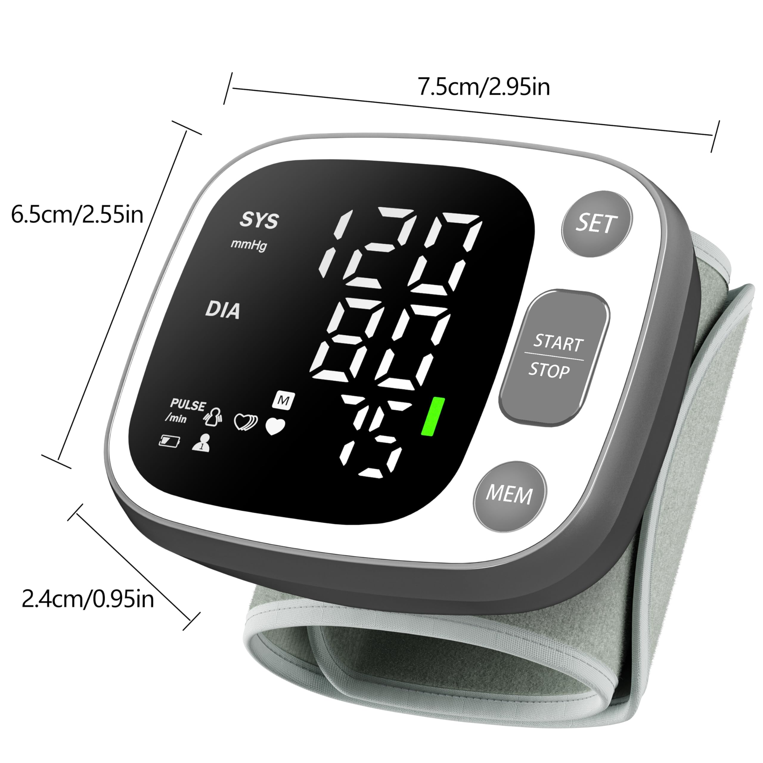 Oklar wrist cuff adjusts 4.92–8.46 inches for comfortable, accurate fits.